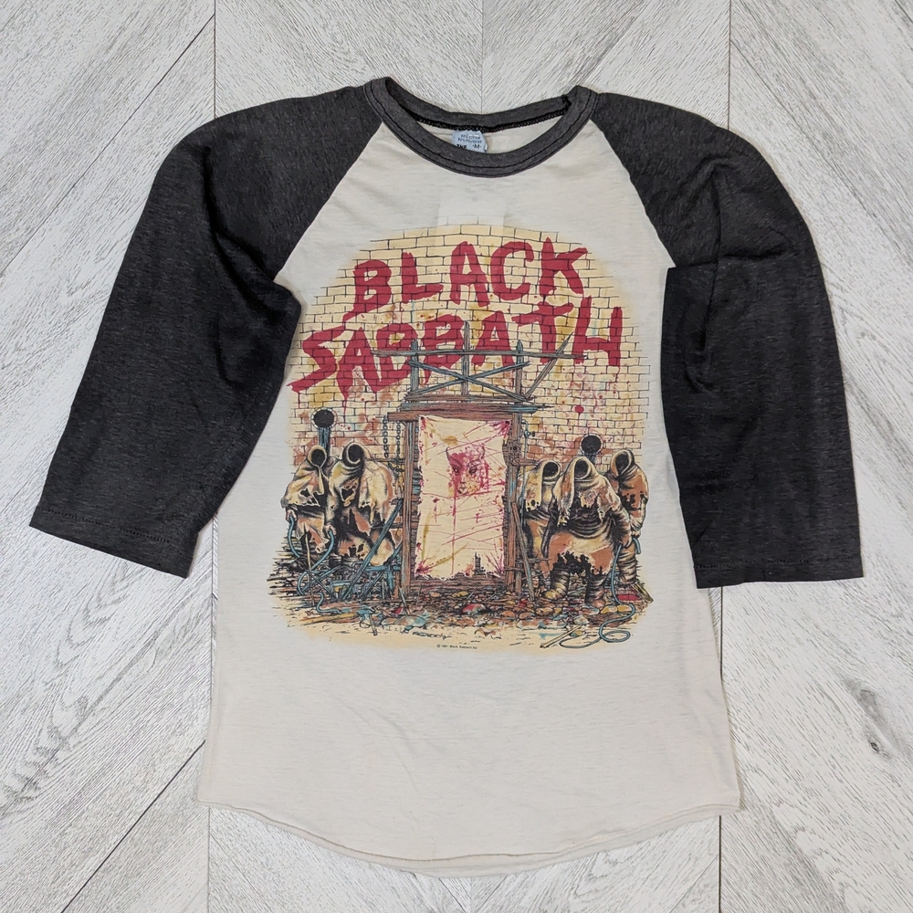 Vintage 1981 Black Sabbath Mob‎ Rules Tour Graphic Raglan Tee Size Medium